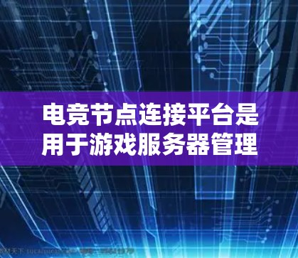 电竞节点连接平台是用于游戏服务器管理和优化的关键工具，主要用于连接和管理多个电竞节点，确保游戏服务器的稳定运行和高效管理。以下是电竞节点连接平台的主要功能和特点